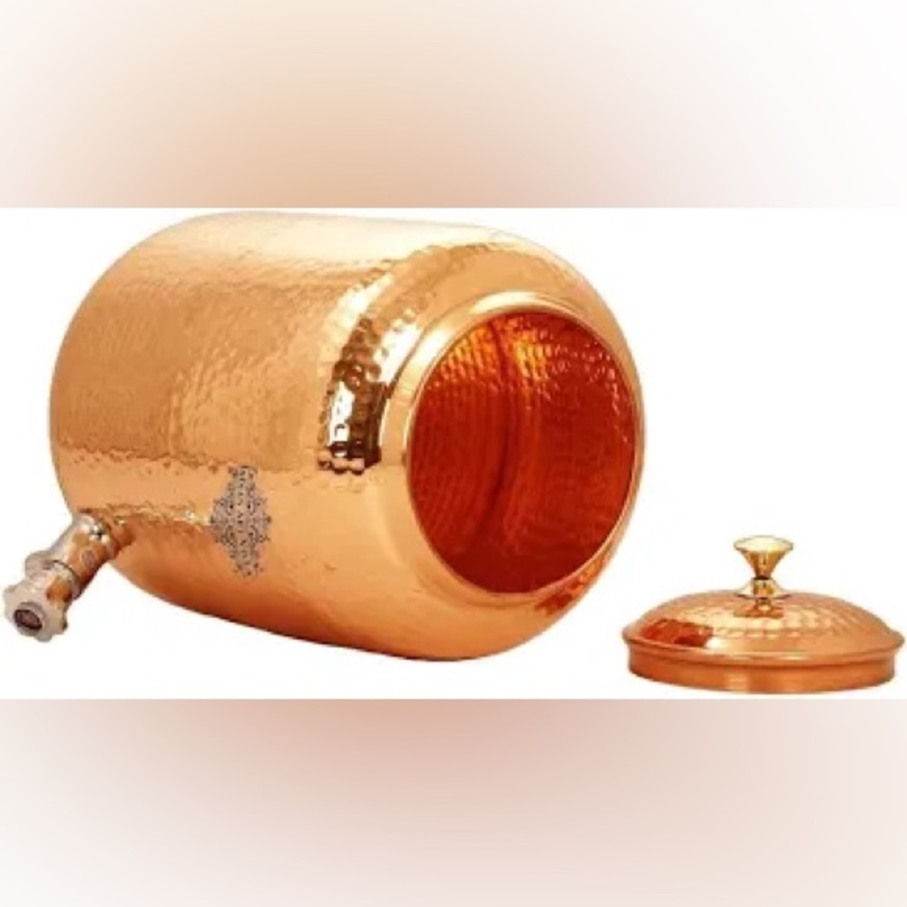 Indian Art Villa Hammered Copper Water Dispenser ~270.5 oz (Water Pot/Dispenser)